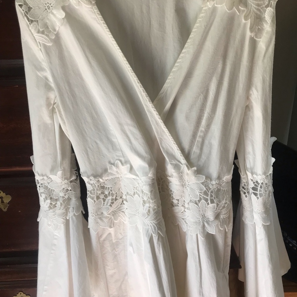 Boston Proper White Long Sleeve Dress